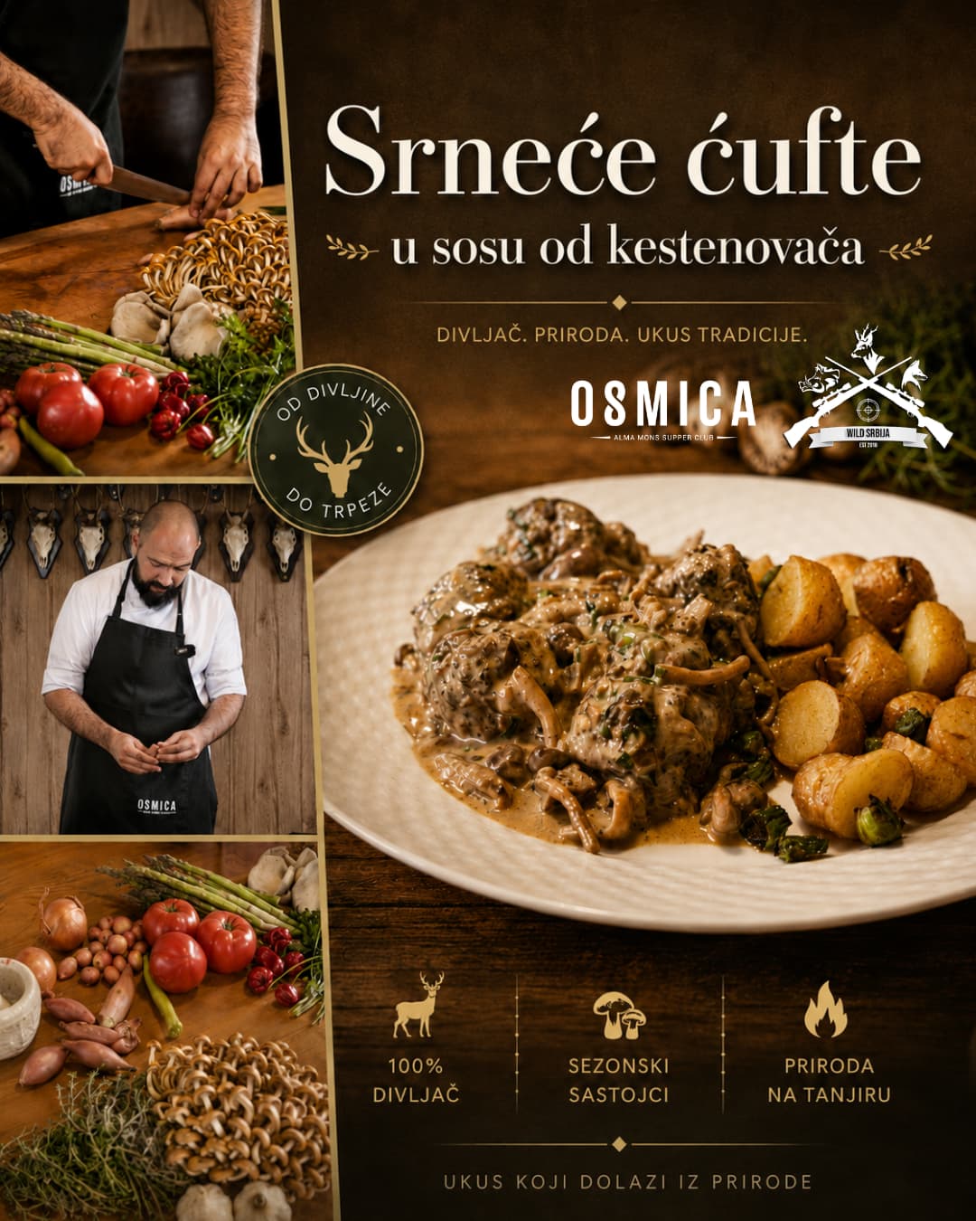 Srneće ćufte u sosu od šumskih pečuraka